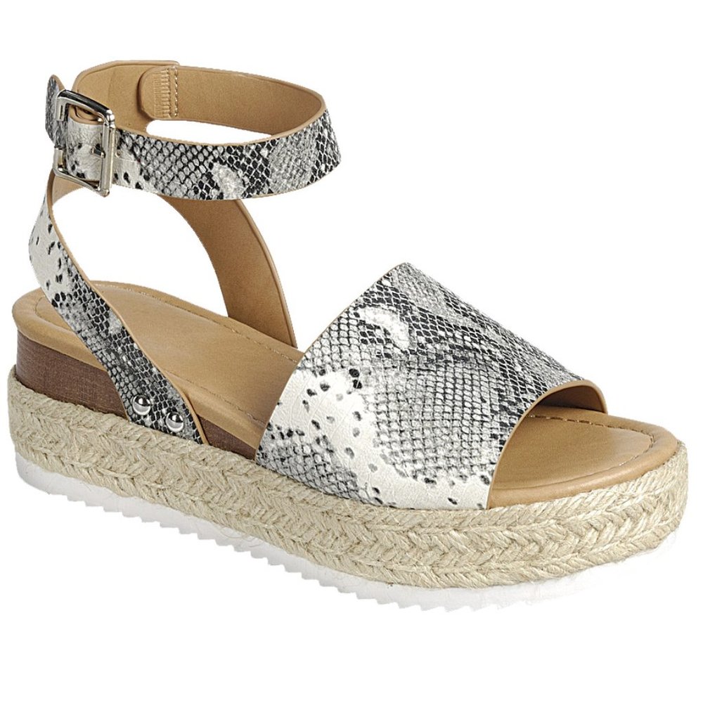 New Snake Espadrille Platform Ankle Strap Sandals
